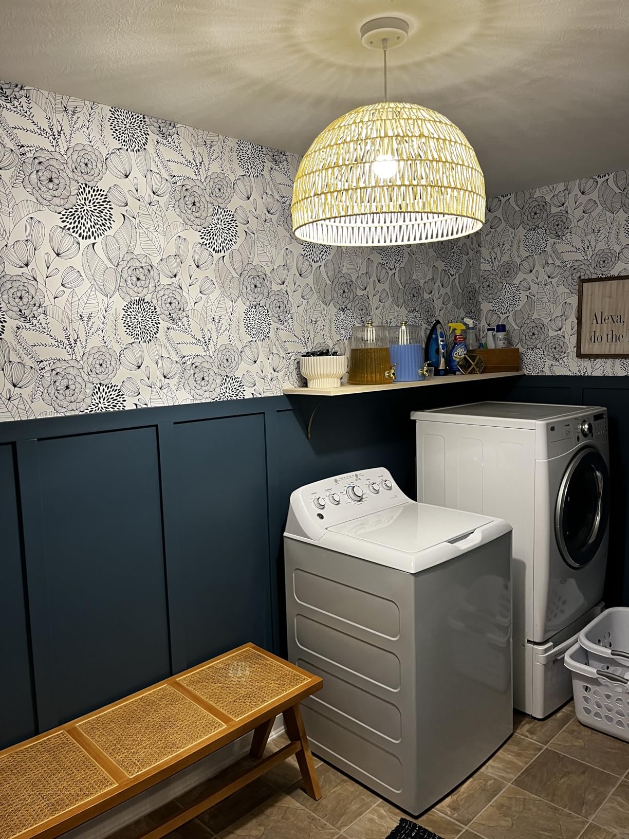 6/mo Finance NuWallpaper NUS3830 Navy Secret Garden Peel & Stick Wallpaper, Blue Buy Now