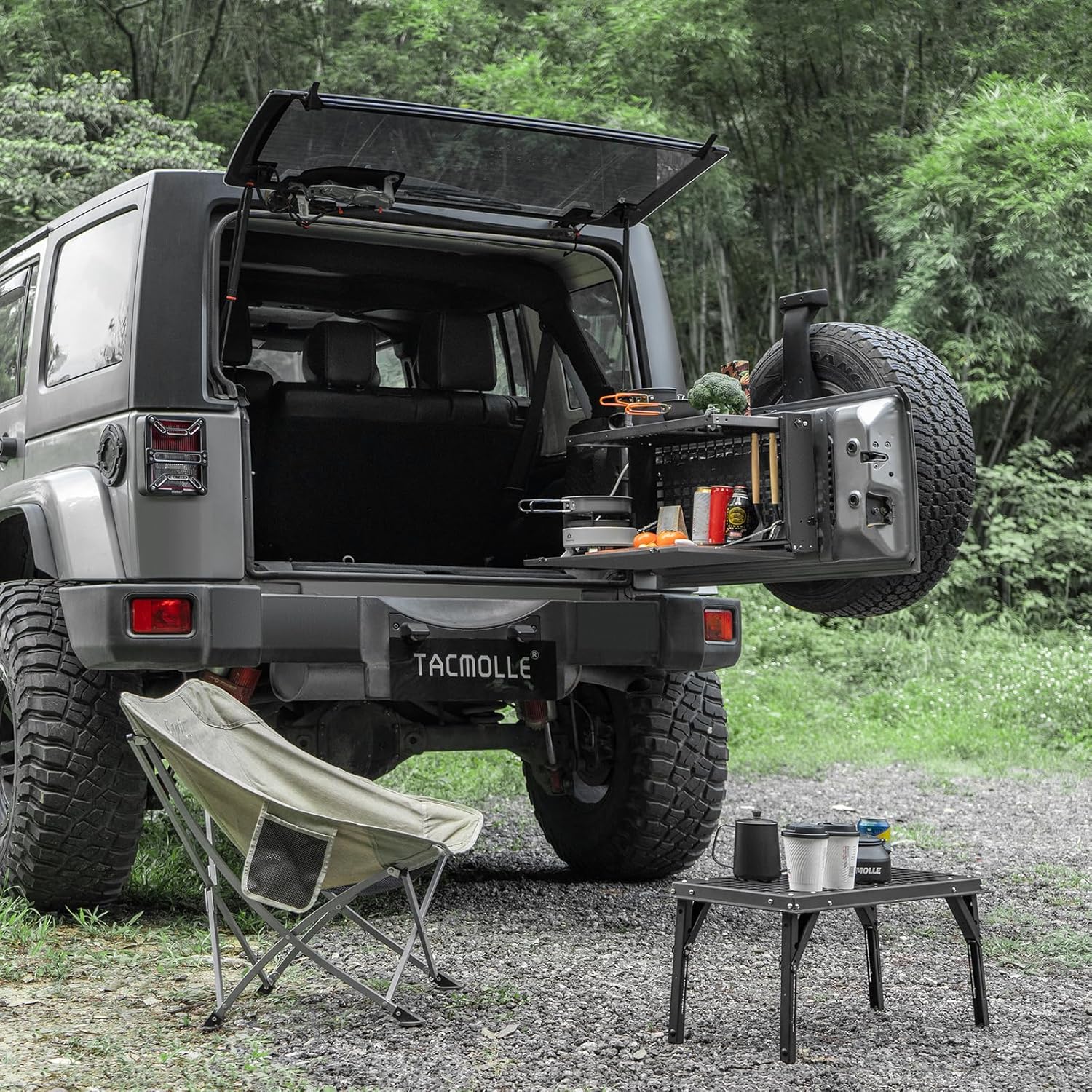 Tailgate Table – Tactical Modular Storage MOLLE Panel for MOLLE Accessories, Tailgate Tool Storage Box Fits Jeep Wrangler JK JL 2007–2024