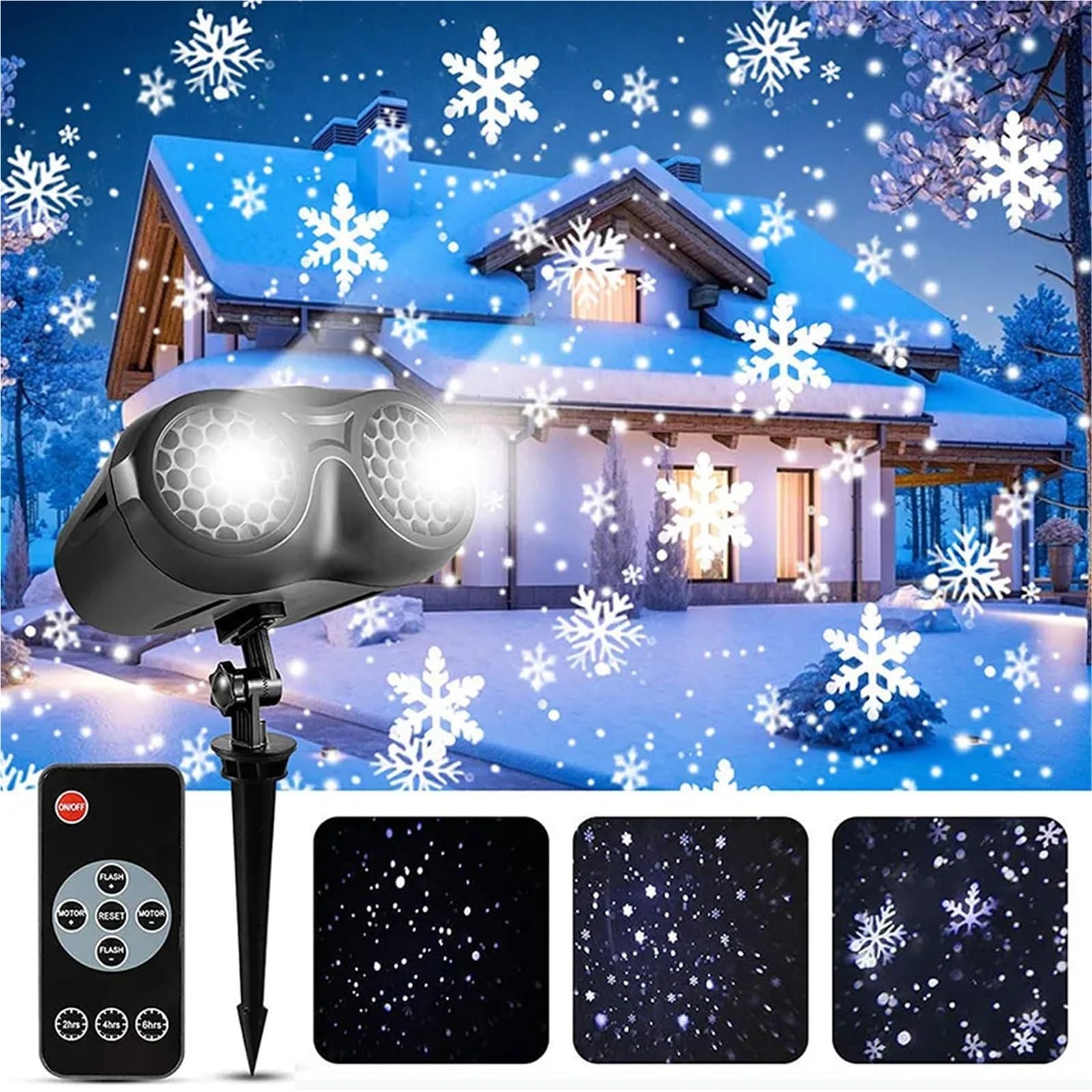 Proiettore di luci a LED natalizie, proiettore di fiocchi di neve natalizi, luce for esterni con fiocchi di neve