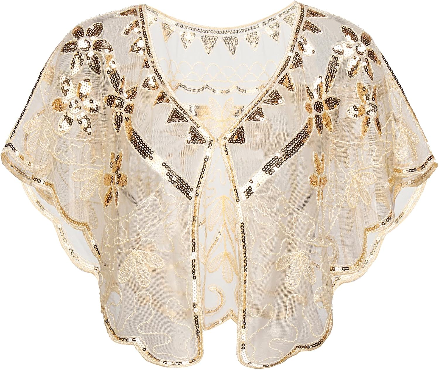 YESSA Women's 1920s Shawl Wraps,Sequin Flapper Evening Shawls for women Gatsby Accessories for Harlem Night - Image 6