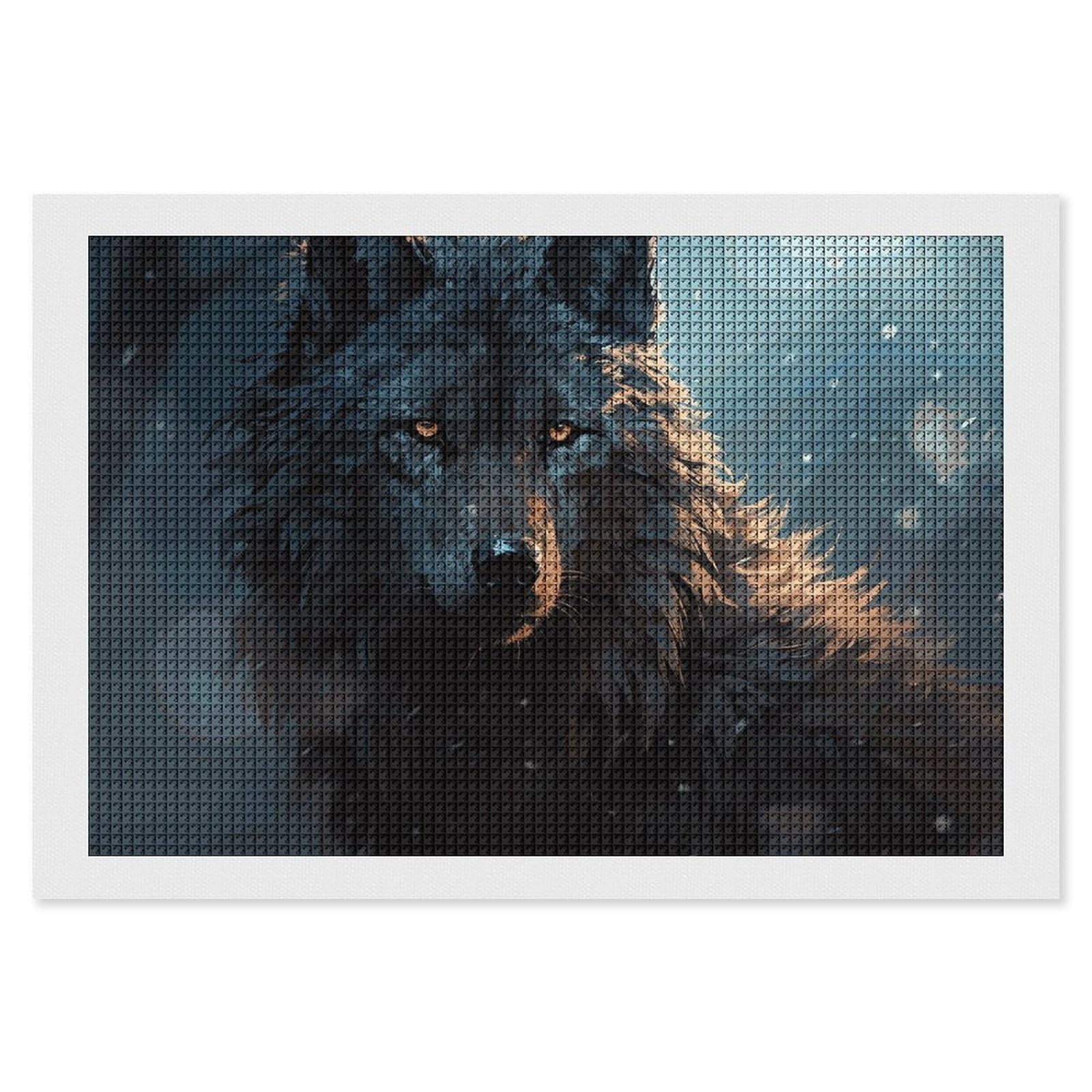 NONHAI Diamond Painting Kits for Adults - DIY Diamond Art Kits for Beginners - Full 5D Paint Drill Diamond Dots Paintings- Fantasy Wolf Diamonds Pictures Gem Art and Craft Wall Decor 8"x12"