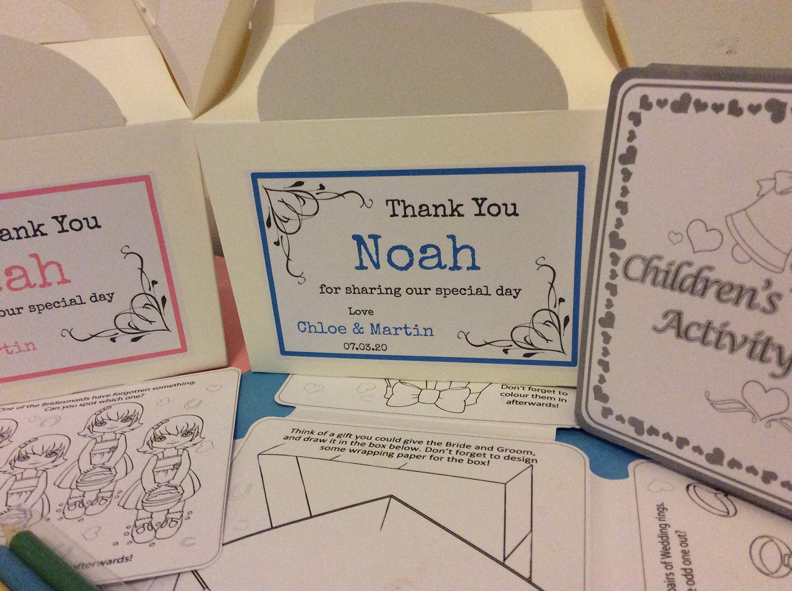 Personalised Children's Wedding Activity Box - with activity pack, pencils & tissue paper