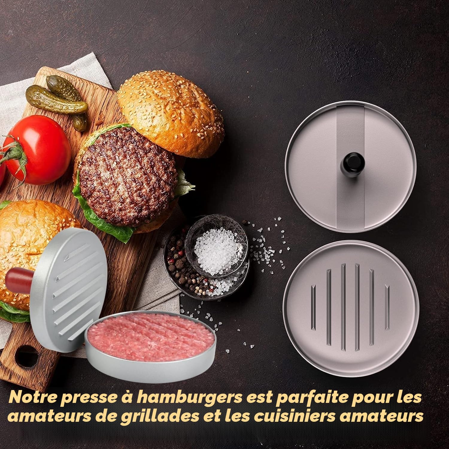 Presse à Steak Haché Antiadhésive en Aluminium pour Hamburger BBQ