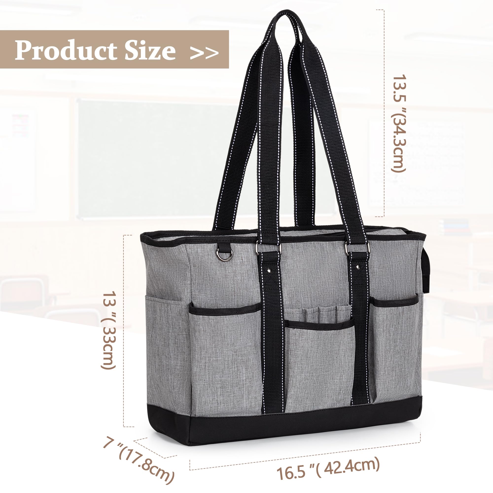 Damero Borsa per insegnanti, borsa da lavoro per insegnanti con custodia imbottita per laptop, borsa per insegnanti con tasche multiple per scuola, lavoro