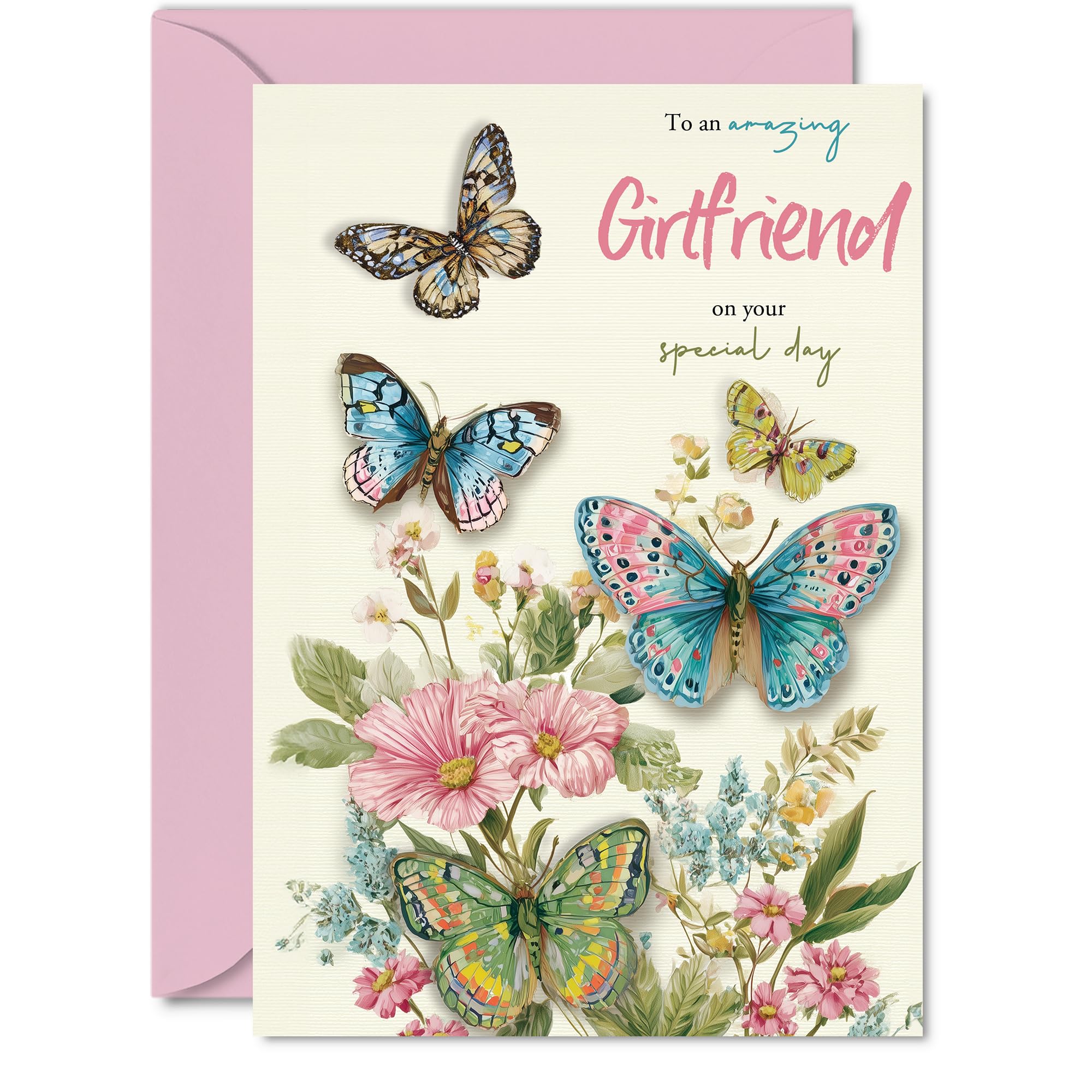 Romantic Birthday Card for Girlfriend, Brimming with Love and Butterflies