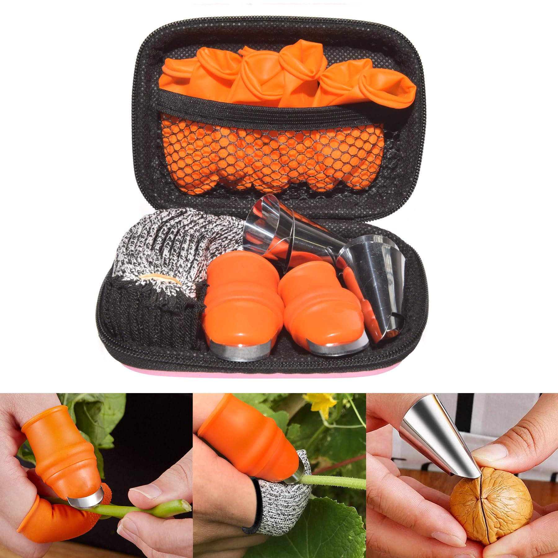 Thumb Knife Set, 24Pcs Finger Cutters Potted Plants Picking Trim Silicone Thumb Knife Harvesting Tools Cut Resistant Finger Gloves Finger Cots for Gardening Fruit Vegetable