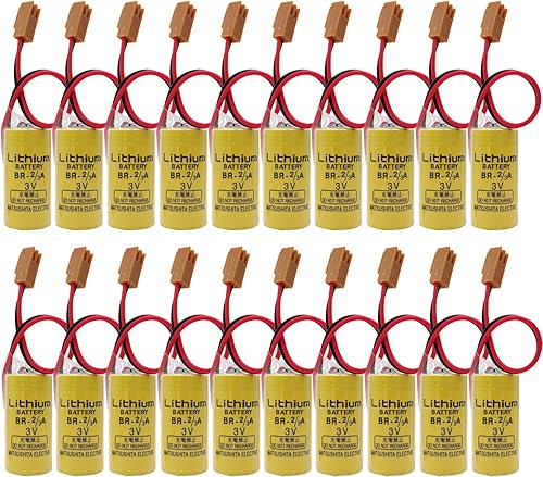 Paquete de 20 baterías de litio BR-2/3A 3V BR17335 PLC para Fanuc A98L-0031-0006 Batería de litio de repuesto de respaldo industrial con enchufe