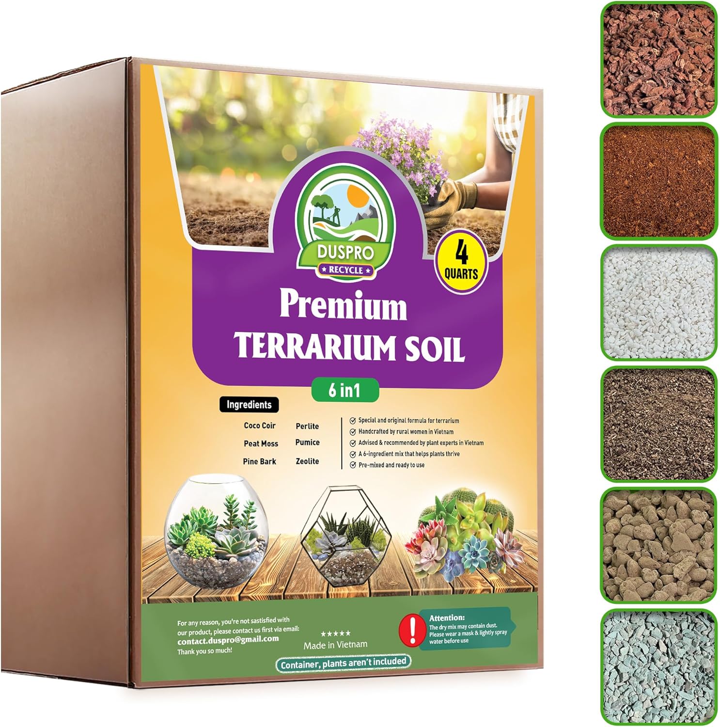 DUSPRO Recycle Terrarium Kit, Include Potting Soil, Pumice, Zeolite, Green Moss, Sphagnum Moss, Decorative Stone, Mesh, Tools, DIY Terrarium Kit for Kids, Air Plant, Succulent