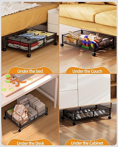 Miniatura 4 de Organizador debajo de la cama, contenedores de almacenamiento debajo de la cama, contenedores de almacenamiento debajo de la cama de 60 litros para