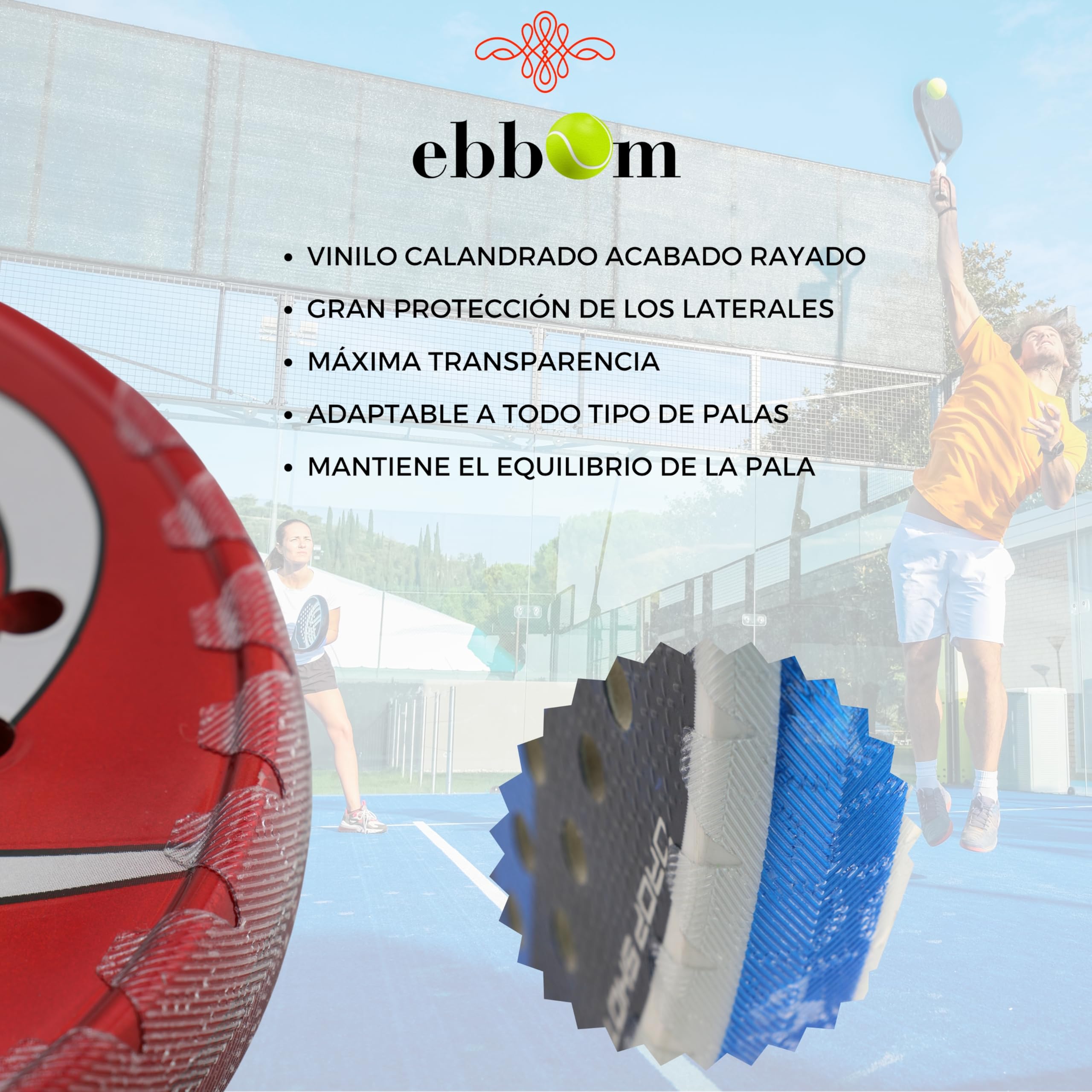 Protector Pala Padel Vinilo Calandrado Pack 60x420mm Cubre Bordes Laterales