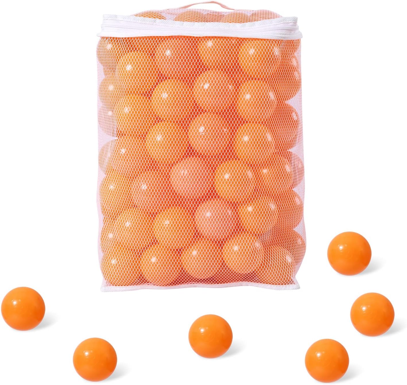 Ball Pit Balls for Kids, Plastic Refill 2.2 Inch Balls, 100 Pack, Bright Colors, Phthalate and BPA Free, Includes a Reusable Storage Bag with Zipper Orange