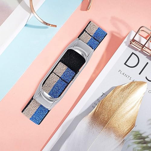 Miniatura 5 de Mi 3 banda de tela, Moekk bandas de reloj de nailon elástico ajustable trenzado elástico Sport Loop Correa de repuesto para hombres y mujeres para