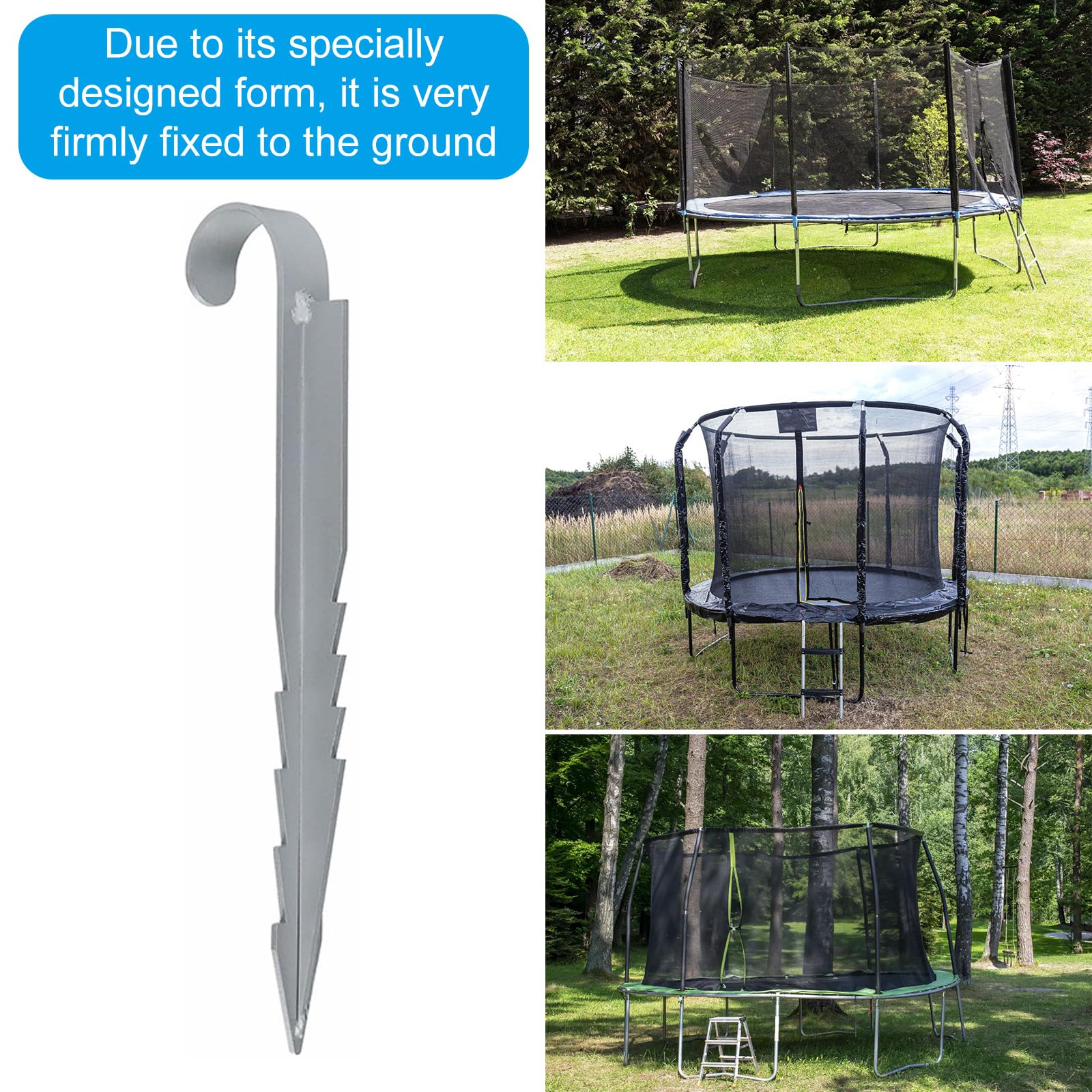 4 estacas de anclaje para jardín y paisaje, estacas de metal resistentes para tienda de campaña, trampolín, estacas de fijación para el suelo, estacas resistentes