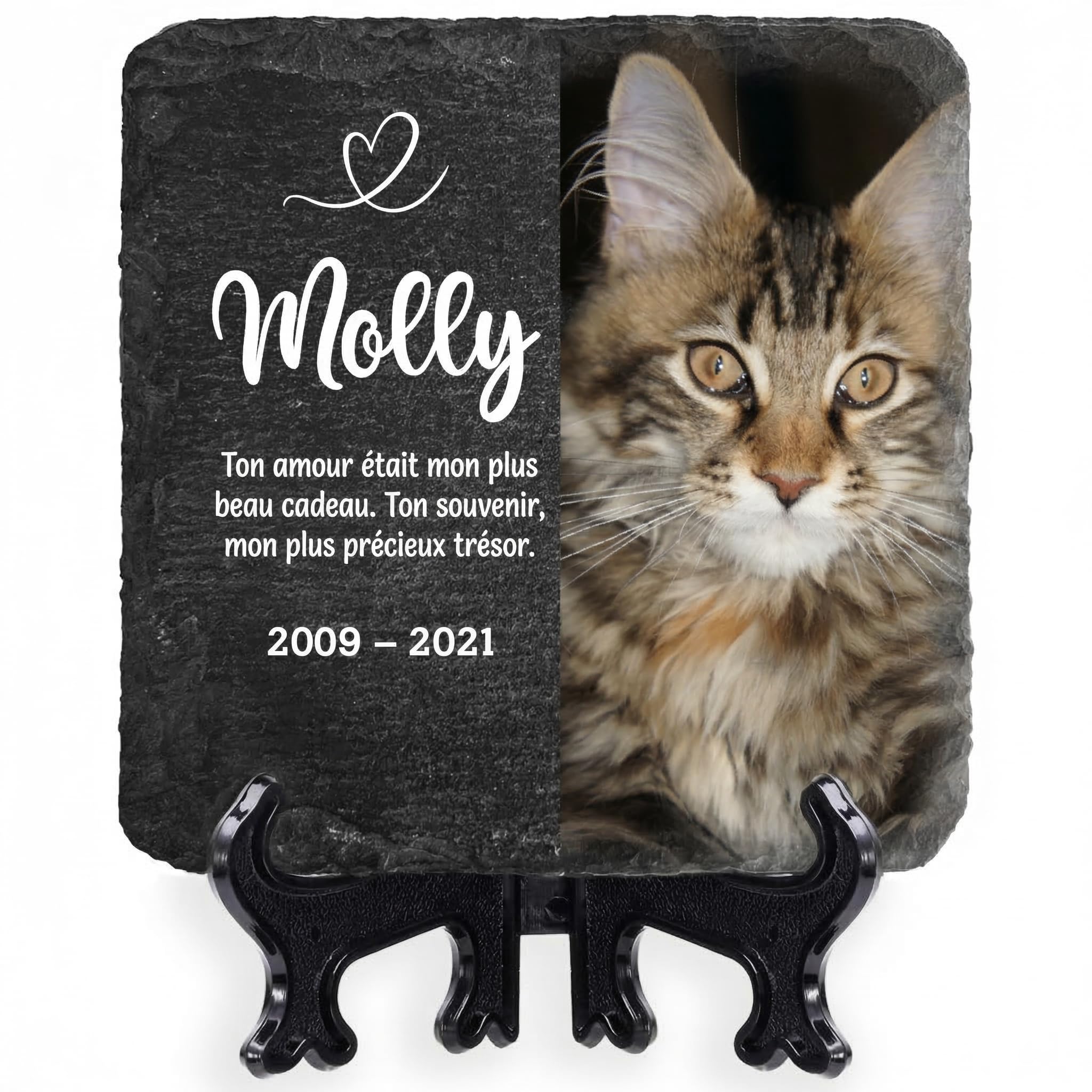 Personalised Pet Memorial Plaque with Photo - Custom Pet Loss Gift, Slate Memorial Stone Grave Marker with Name, Pet Sympathy Gift with Stand 10 x 10 cm / 3.94" x 3.94" | Design 6