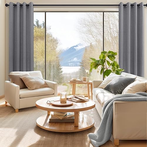 Miniatura 4 de Cortinas grises oscuras de 108 pulgadas de largo, juego de 2 paneles con ojales, cortinas semitransparentes únicas filtrantes de luz para oficina,