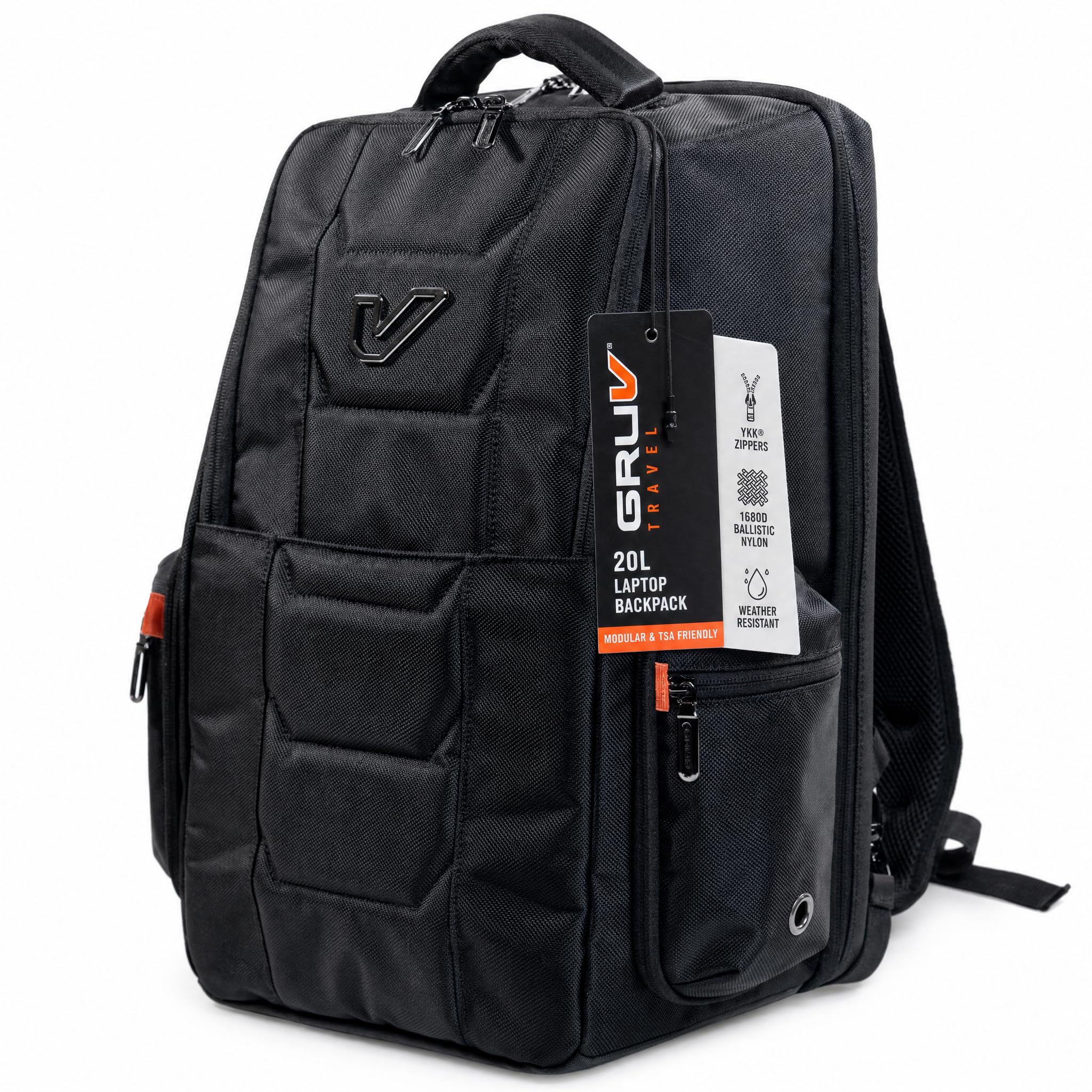Photo 1 of Gruv Gear Travel Laptop Backpack, 20L Black Tech Backpack with Modular Storage Shelves, Dual Access Pockets & TSA-Friendly Design, Compact Carry-On Backpack for Work, Travel & Everyday Carry