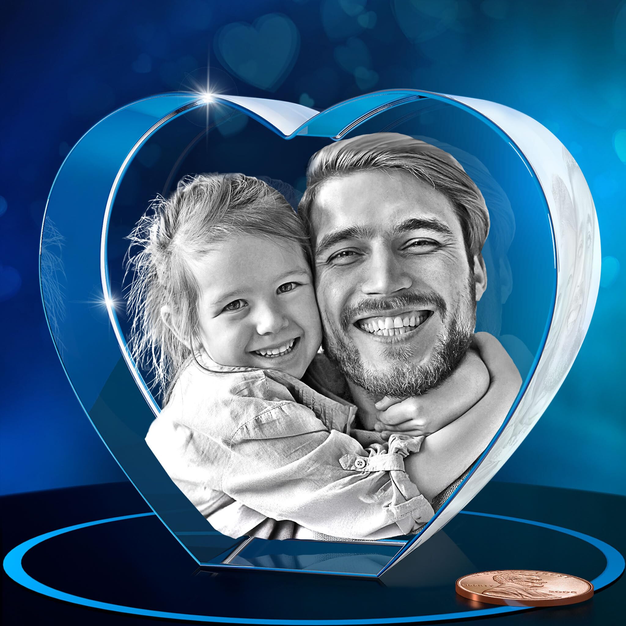 ArtPix 3D Crystal Photo, Personalized Gifts for Father, Dad, Women, Wife, Her, Grandpa, Great Customized Gift With Your Own Photo, Custom Glass 3D Laser Etched Picture Wedding - Heart