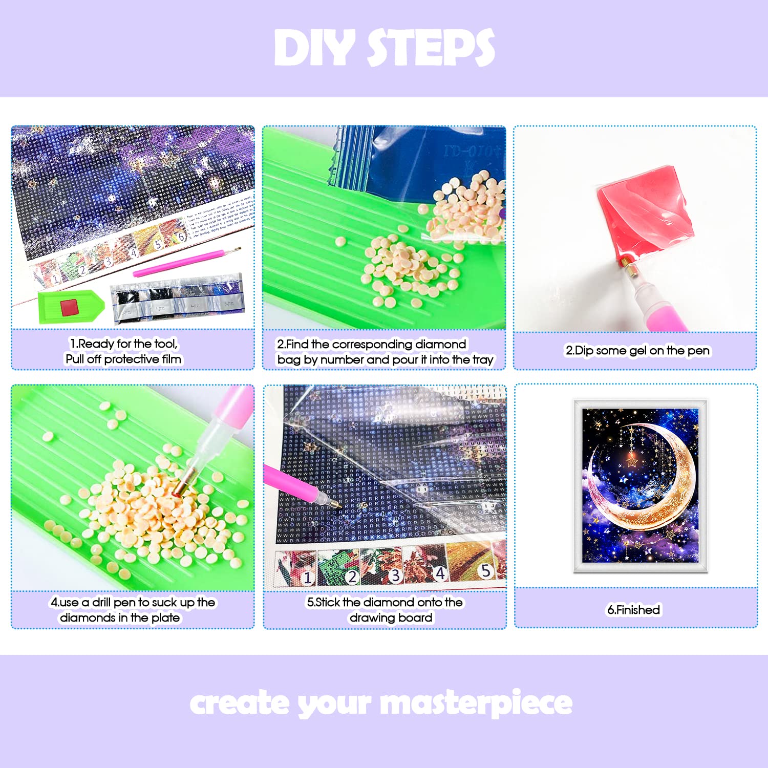 Diamond Painting Complet Rond Diamant Pierres D'Orchidée 3D Broderie 5D