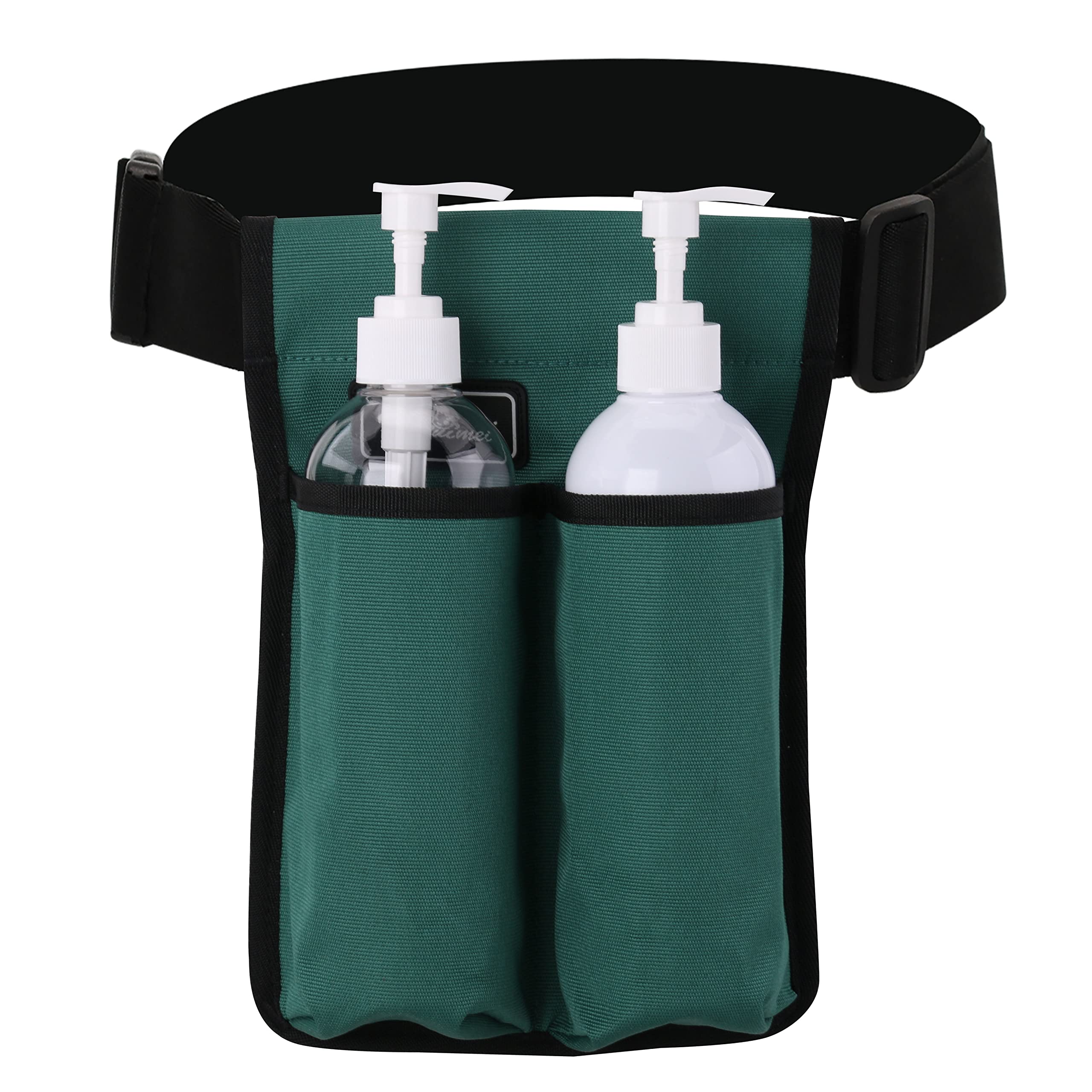 Étui pour bouteille de massage réglable vert avec 2 flacons d'huile - 7
