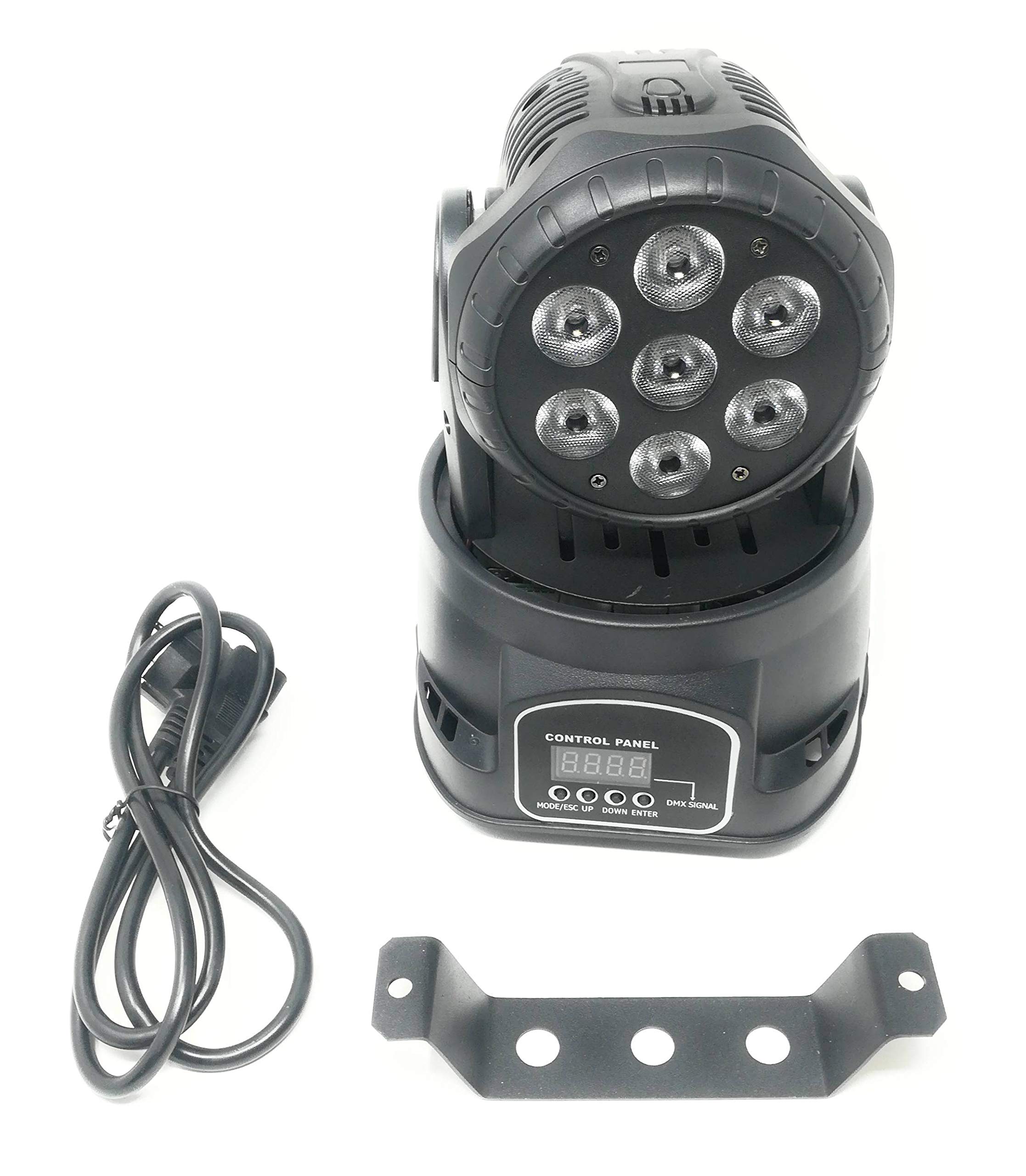 PROIETTORE LED RGB TESTA ROTANTE MOBILE EFFETTI DISCO 7 LED 10W Led wash DMX