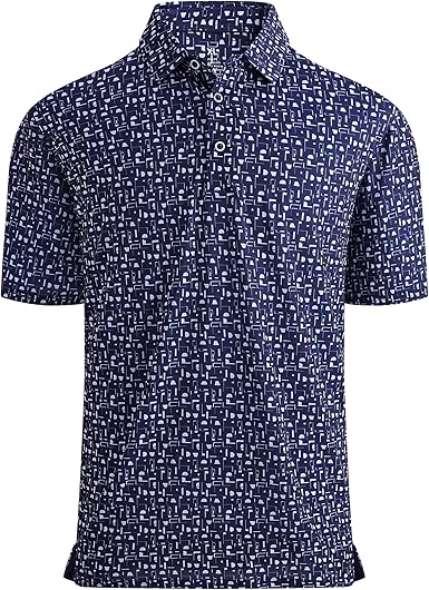 Alex Vando Mens Golf Shirt Moisture Wicking Quick-Dry Print Performance Polo Shirts for Men