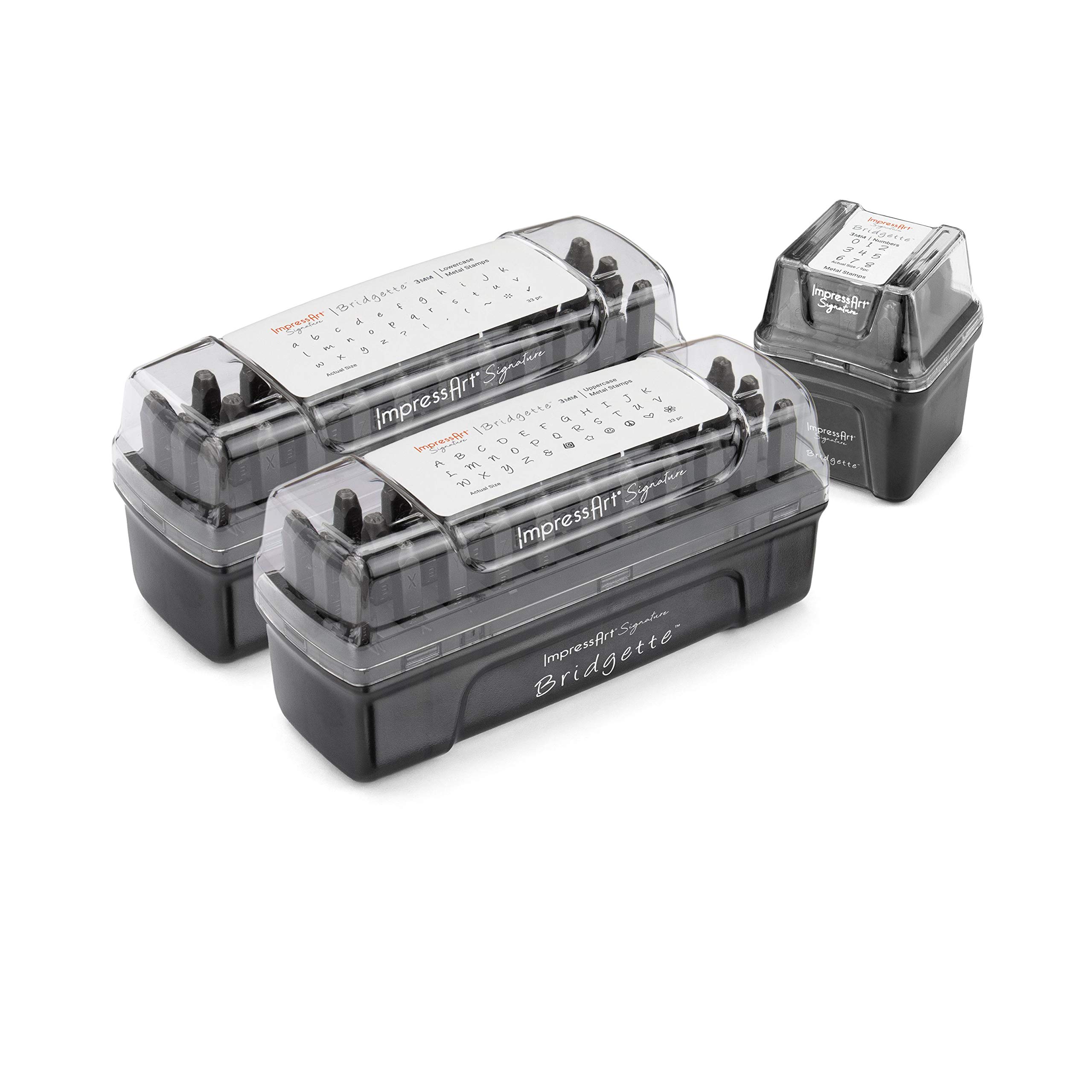 ImpressArt - Signature Bridgette Metal Stamp Set, Letters Uppercase, Lowercase & Numbers Bundle