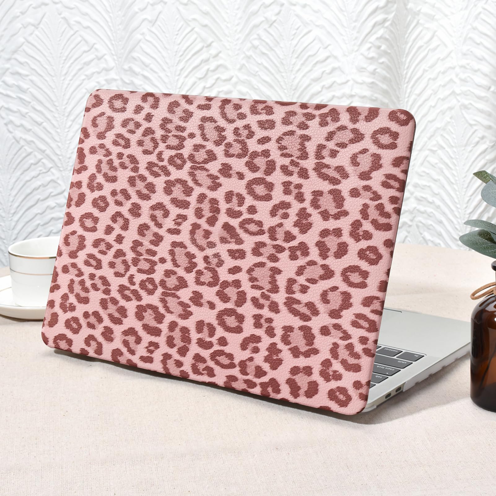 Seorsok Compatible with MacBook Air 13 Inch Case 2022 2021 2020-2018 Release A1932 A2179 M1 A2337,Elegant Leopard Grain Leather Plastic Hard Shell