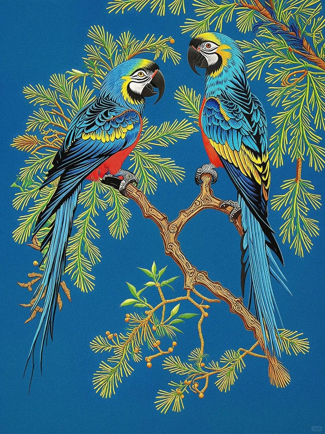 AxiangziK DIY Kit De Bordado Estampado Loros en el árbol 11CT 80x100cm