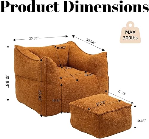 Miniatura 2 de Luccalily Puf relleno de espuma de alta densidad para sala de estar, sofá grande con reposapiés y reposabrazos para dormitorio (esmeralda)