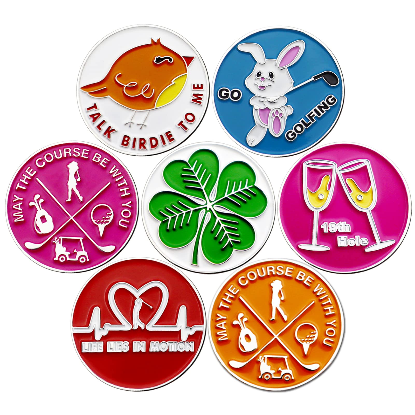 Golf Ball Markers Embossied Iron Golf Markers Pack of 7