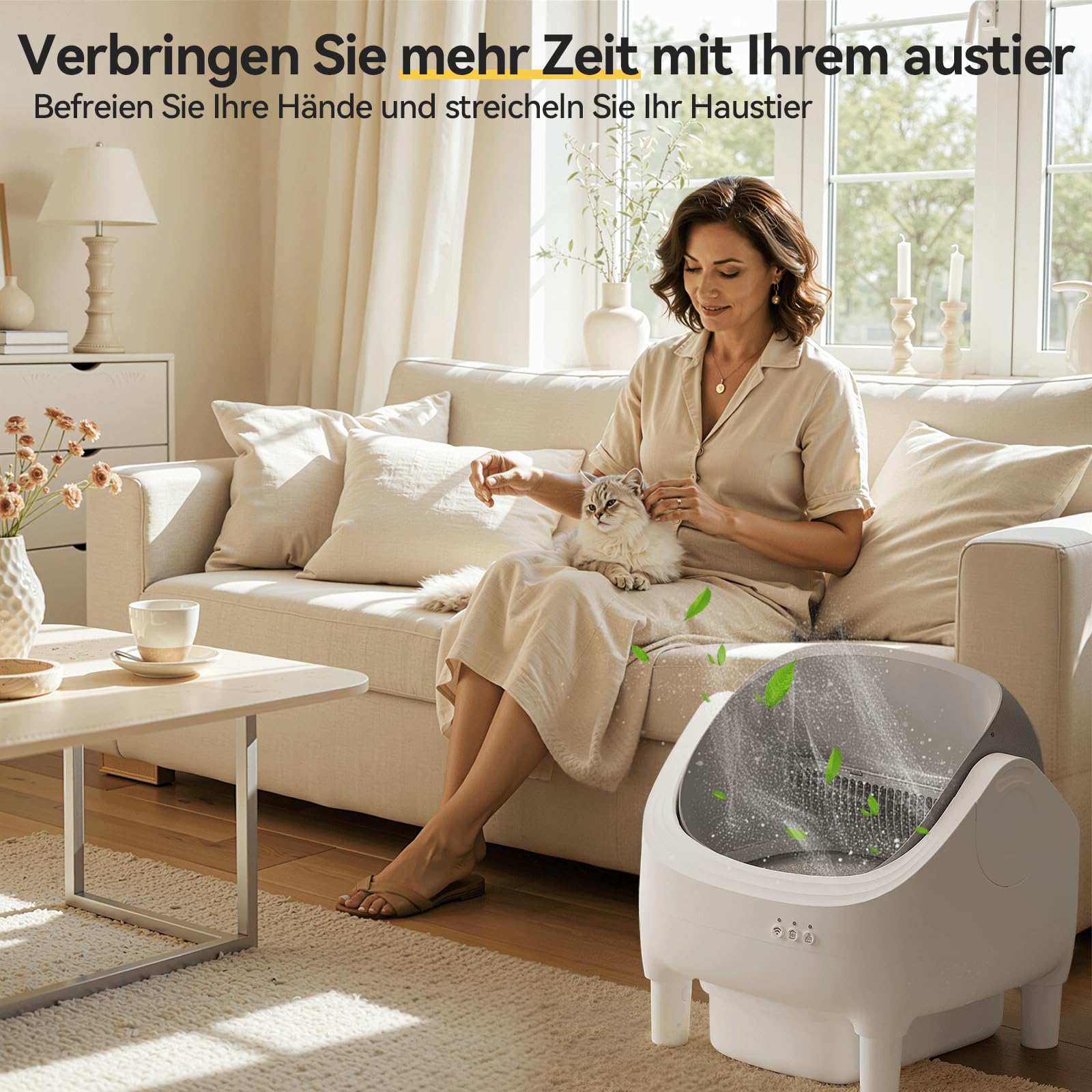 JUMMICO Selbstreiniger Katzenmüllkasten, Top Open Design, XXL Müllschalen für 15 kg Katzen, App Control, 12L 15 Tage dauerhafter Gebrauch, elektrische automatische Müllkasten für Multi Cat