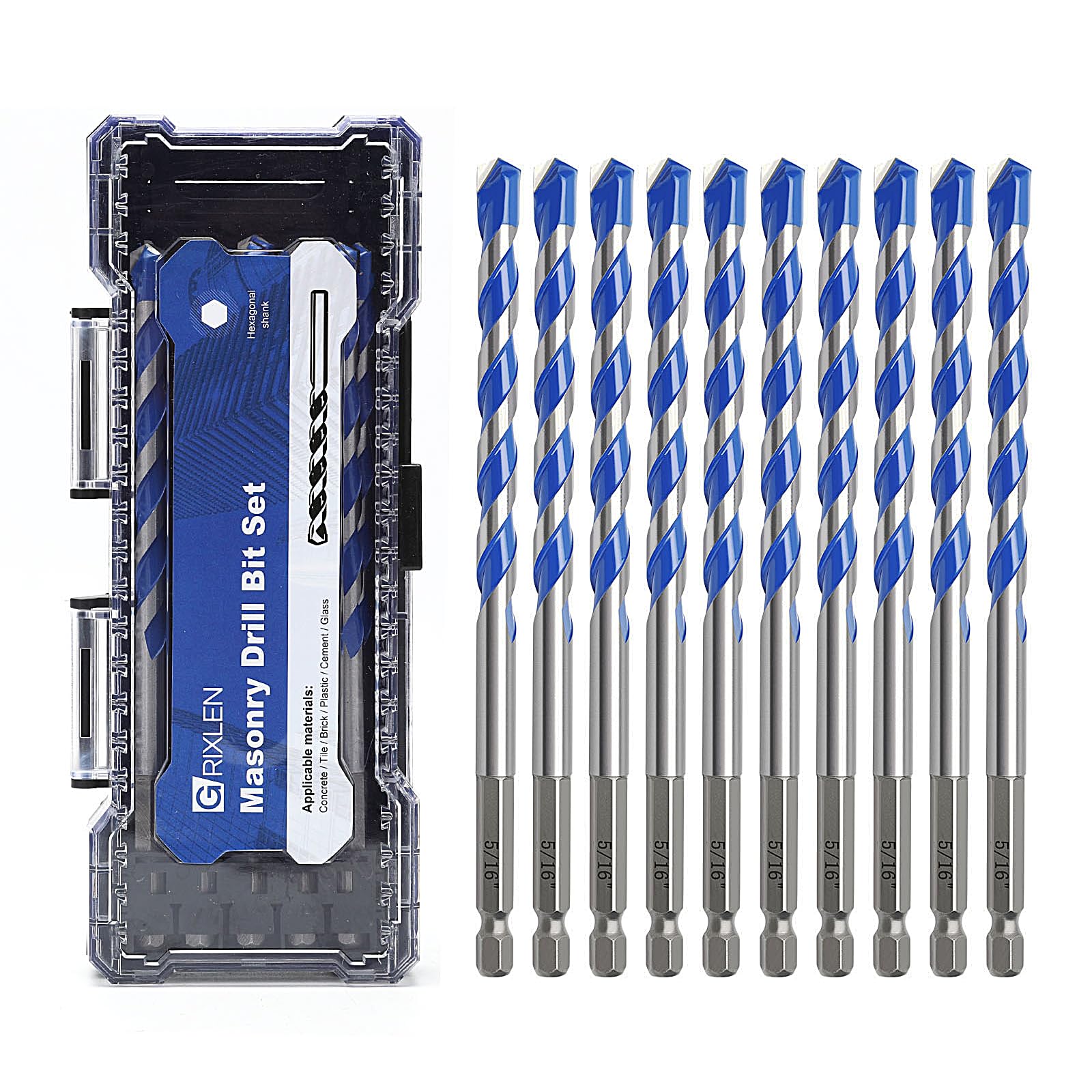GRIXLEN Masonry Drill Bit Set - 5 Pack 1/8 Inch -24