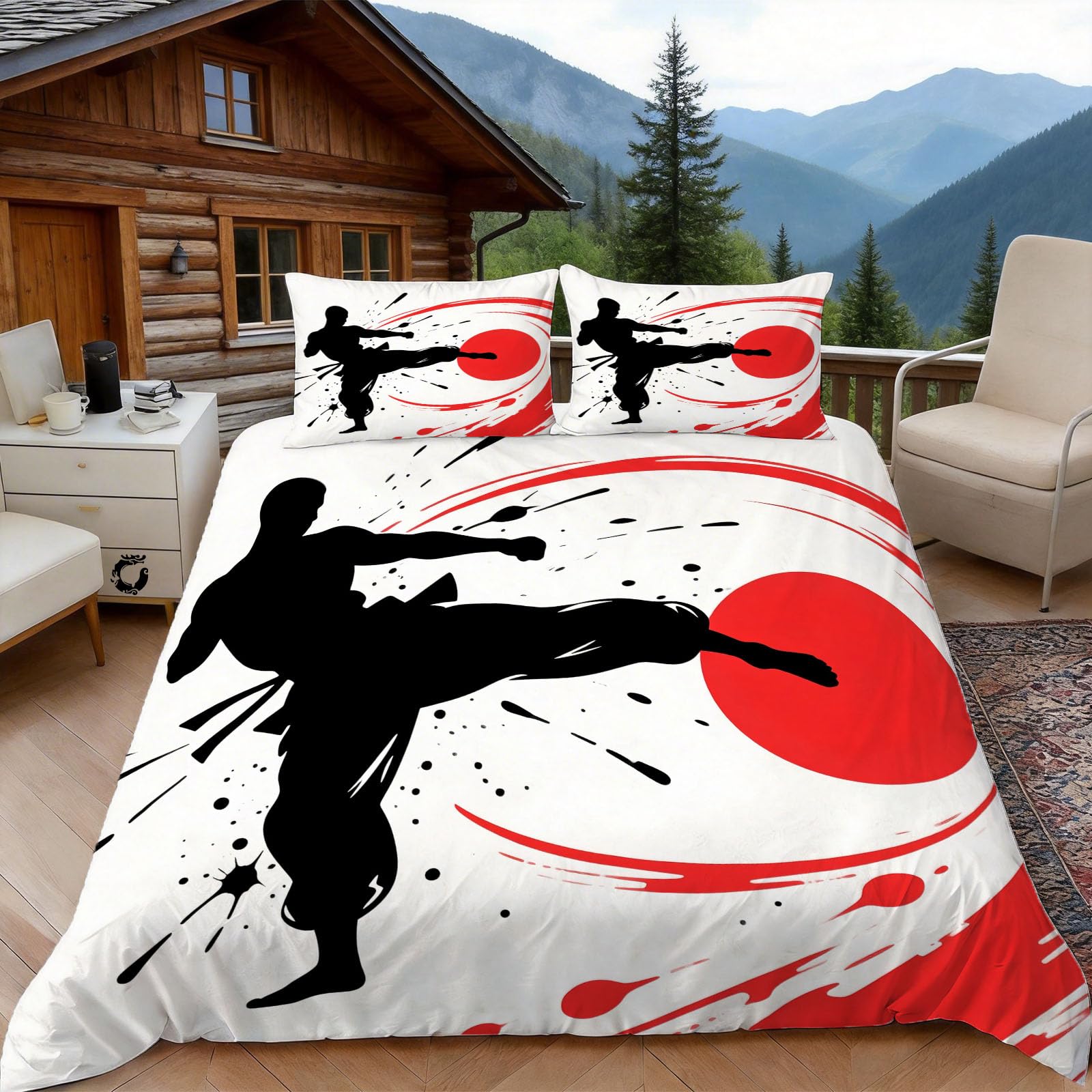 Housse de couette 140x200 karaté, le cadeau de lit simple idéal