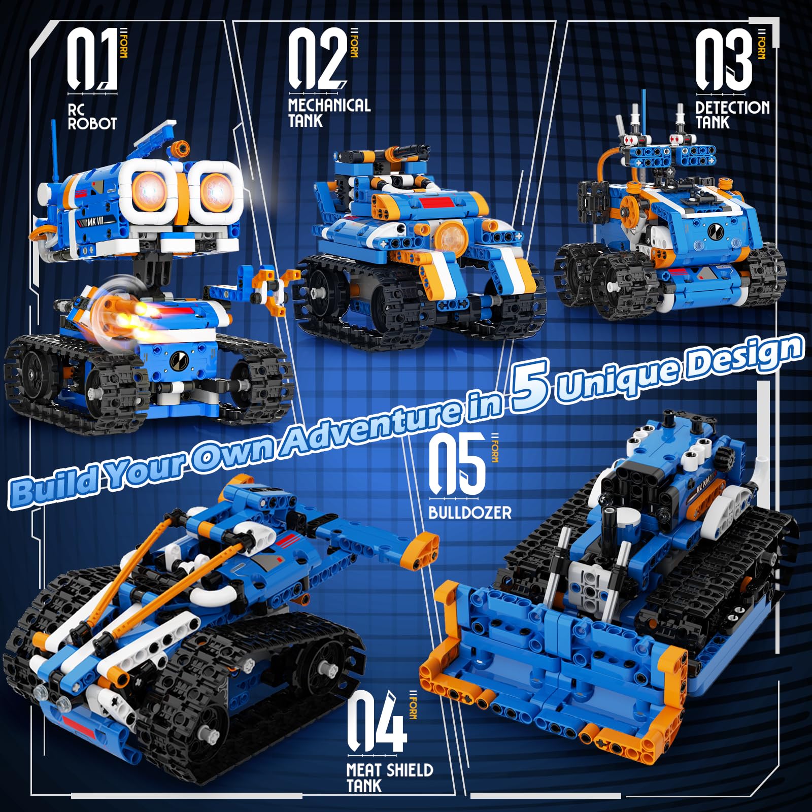 Amazon.com: Demkia 5in1 STEM Robot Building Kit, 560 PCS APP