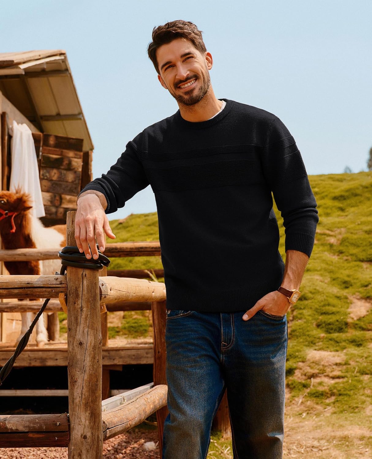 PJ PAUL JONES Sweaters for Men Casual Crewneck Pullover Sweater Knit Textured Sweaters - Image 5