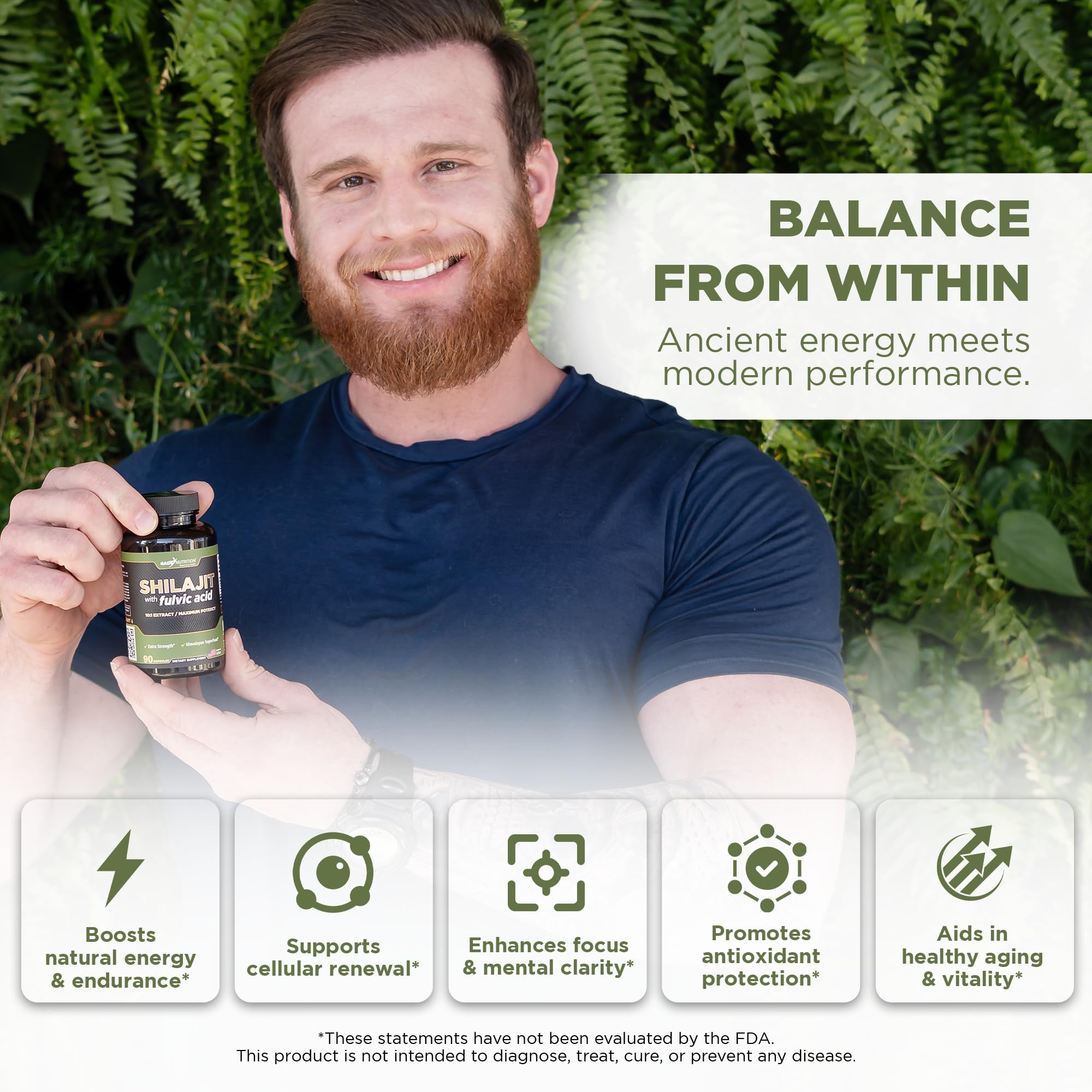 Gade Nutrition Pure Shilajit Capsules | Himalayan Shilajit with Fulvic Acid and Essential Minerals to Combat Fatigue | Veggie Capsules | Made in USA — Amazon image 2