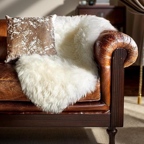 Miniatura 8 de Alfombra de oveja genuina de alta calidad, piel de oveja auténtica, esponjosa, esponjosa, de piel de cordero para niños, dormitorio, sofá, silla,