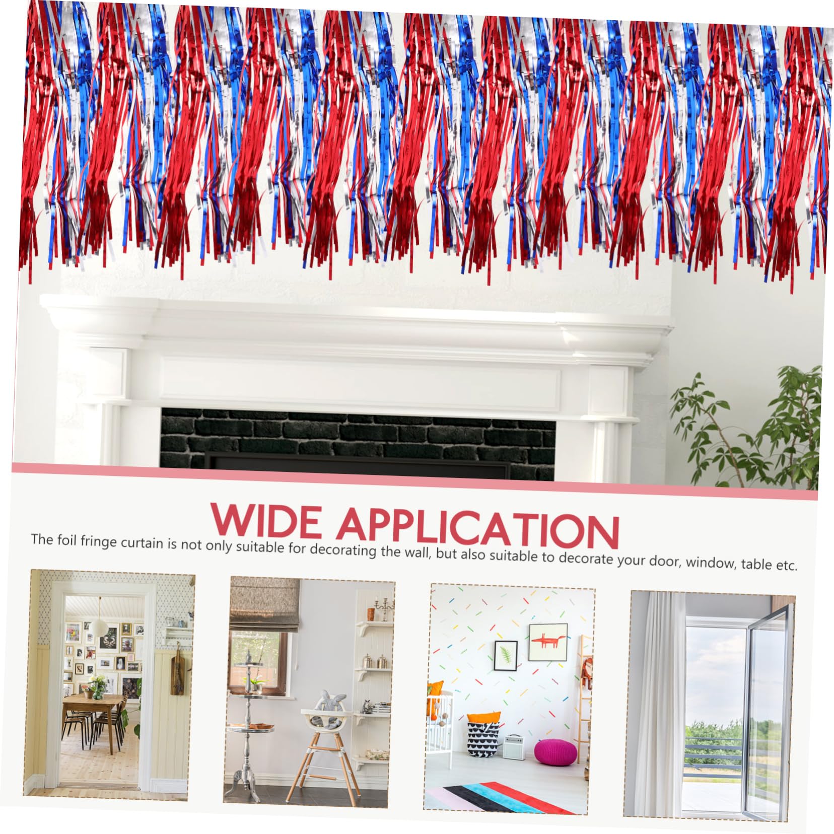 GLEAVI 5 Ensembles Rideaux Frange Métalliques of July Décoration Patriotique pour Fête De Indépendance comme Décor De Photo Et Accessoire 2 Pièces * 5