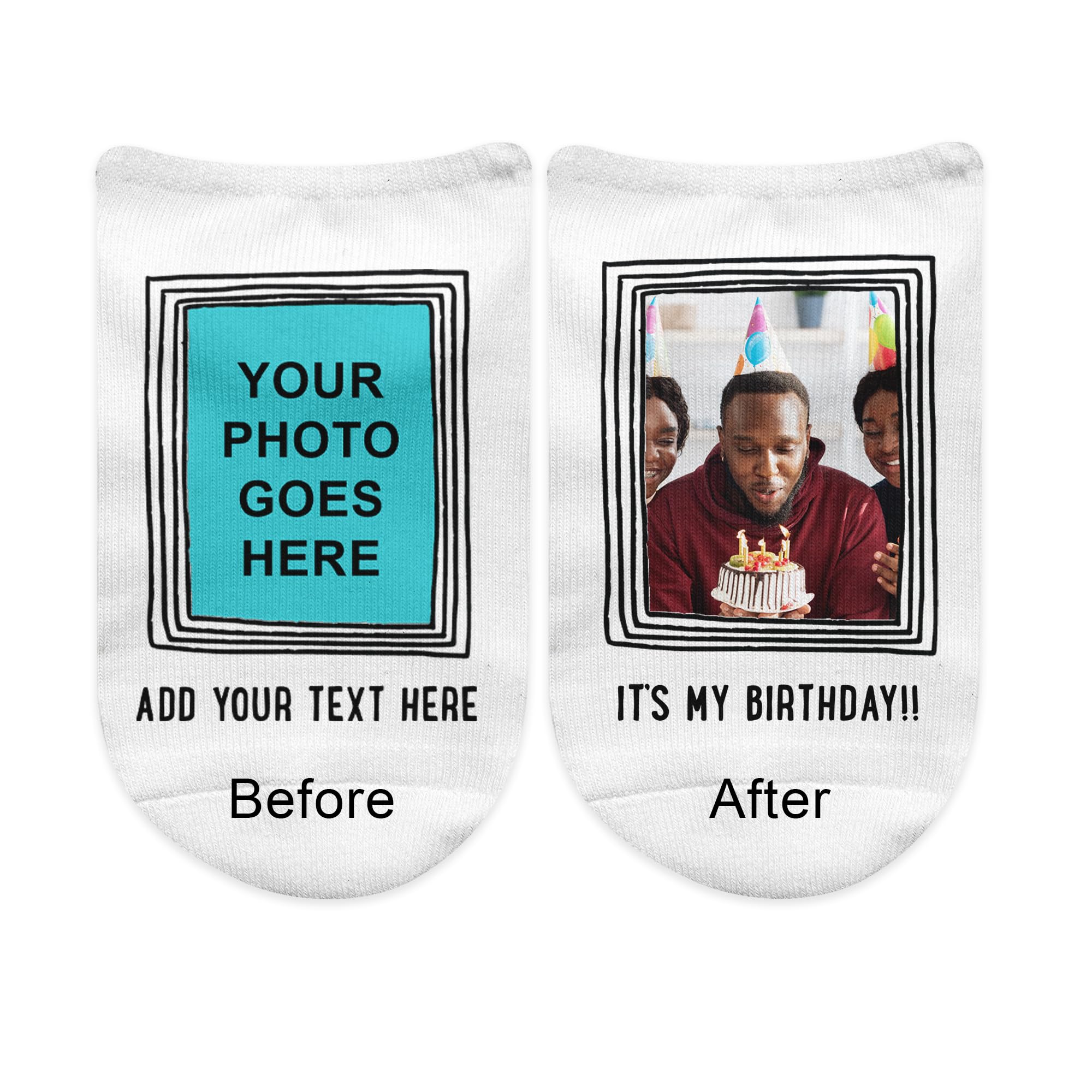 sockprints Personalized Photo Socks – Custom Face or Pet Photo, Hearts, Flowers & Stars Designs, Fun Personalized Gift Idea