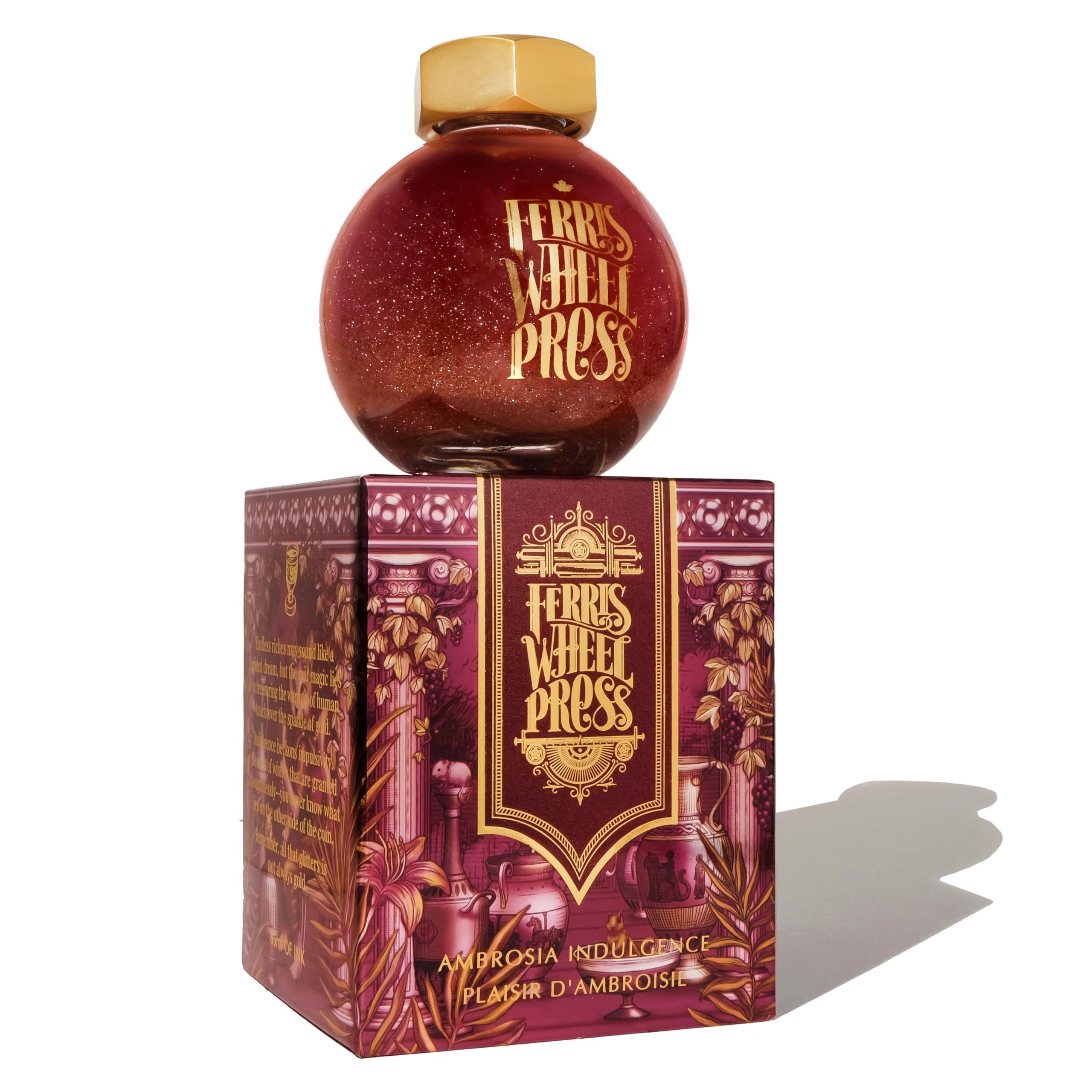 Ferris Wheel Press Ink, FerriTales Collection, Ambrosia Indulgence, Red with Gold Shimmer, 85ml Fountain Pen Ink Bottle โ image 1