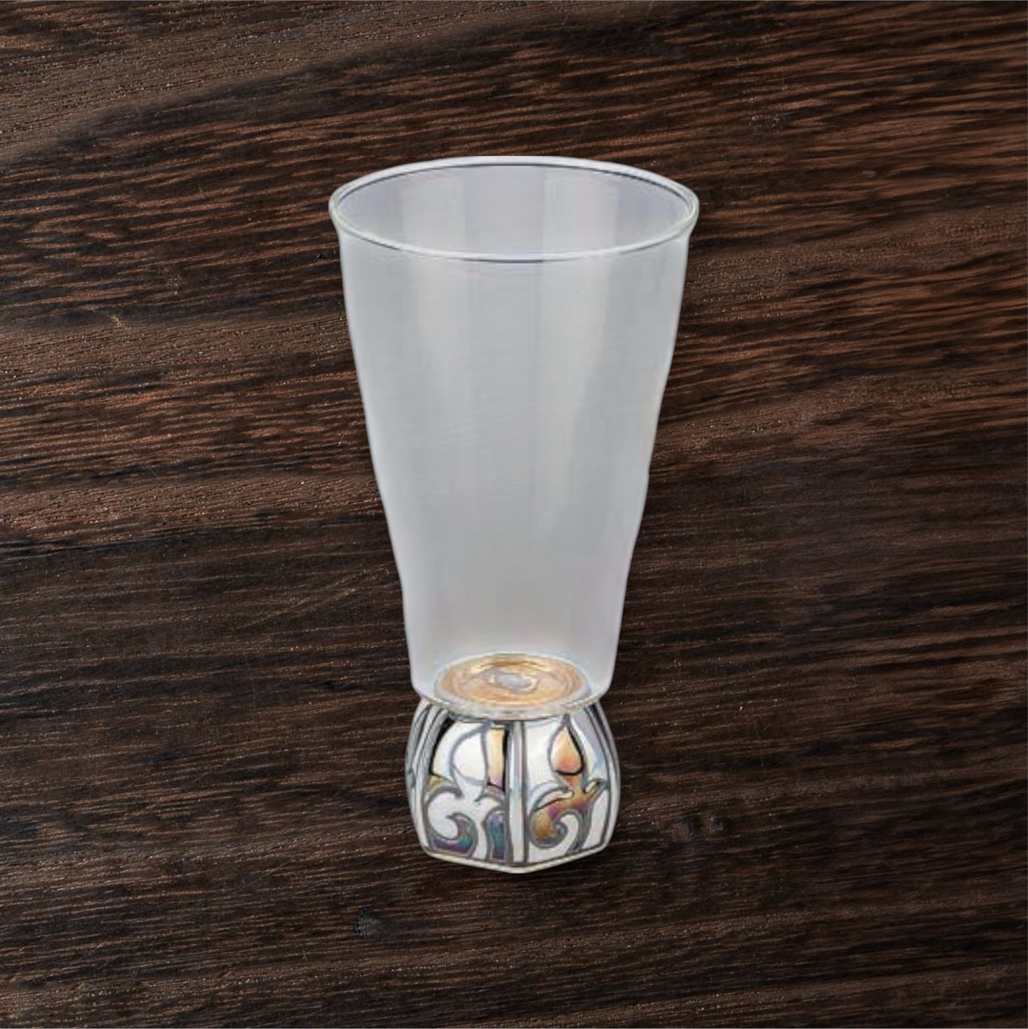 ???(Sho Bifu) Takumikaze Arita Ware 2.4 inches (6 cm) Guinomi Cup Glass Hexagonal Mother of Pearl Arabesque Made in Japan