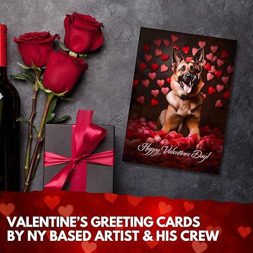 Miniatura 5 de Tarjeta de felicitación para el día de San Valentín de pastor alemán, de la colección Unique Dog Party Delights, grande, 5 x 7 pulgadas, interior en