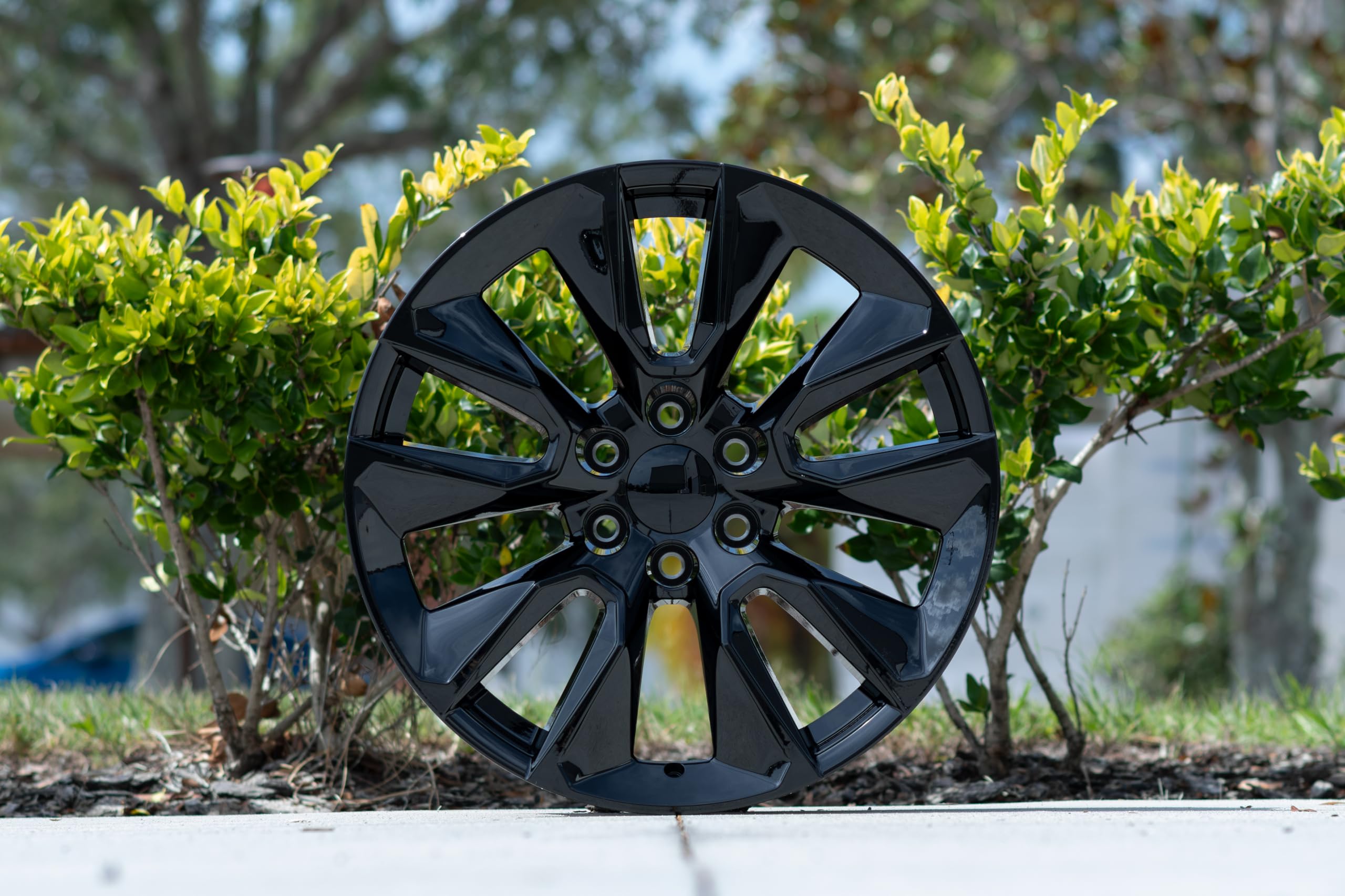 OE WHEELS CV32 20x9 RST Style Wheels - Gloss Black Rims 20 Inch Set of 4, 6x139.7 Wheels - Optional TPMS & 275/55R20 Tires and Rims Packages - Fits Silverado 1500 & GM Full Size SUVs (Set of 4)