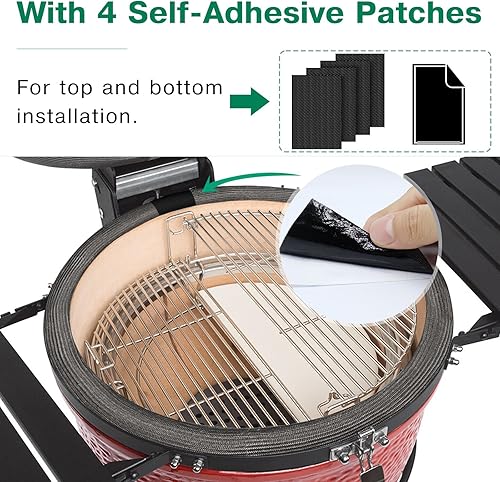 Miniatura 5 de Kit de juntas de malla de alambre de 150+10 pulgadas para Kamado Joe Grill Classic High Temp Fibra de vidrio Kit de reemplazo para grandes huevos