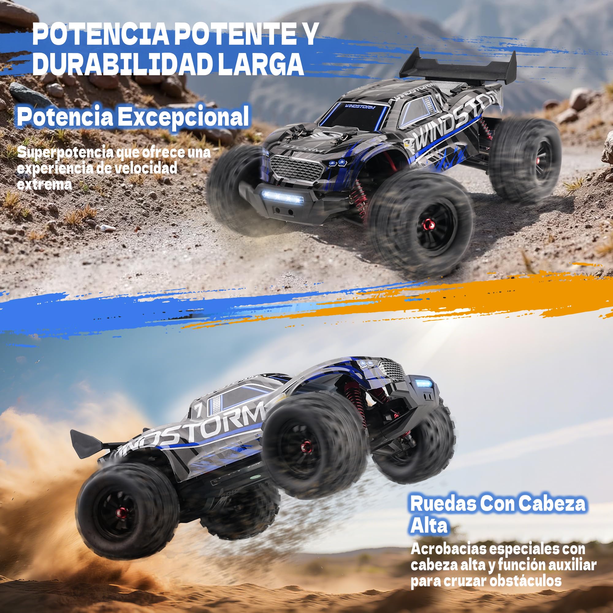 Macchina Telecomandata Brushless - 1:14 Max 50+ Km/H Auto Telecomandata 4x4 Alta Velocità 2.4 Ghz Camion Telecomandato Impermeabile 16 Modalità Di Illuminazione Veicolo Con 2 Batterie - Viola