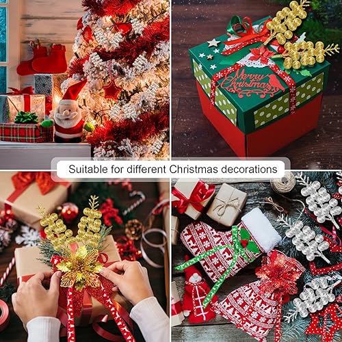 Miniatura 6 de Auxnki Paquete de 36 tallos de bayas con purpurina navideña, 8.3 pulgadas para adornos de árbol de Navidad, coronas de Navidad, decoración navideña