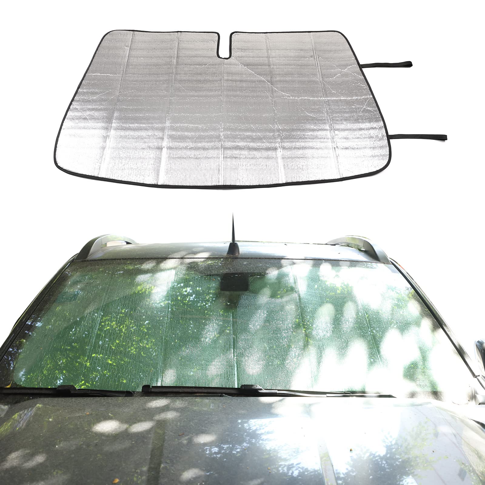 SS-402 - Parasol Para Parabrisas Delantero De Automóvil Compatible Con Ford Ranger (T6) 2018-2021, Protector Solar Estilo Acordeón De Ajuste Personalizado, Juego De 1 Pieza Plateado Y Gris