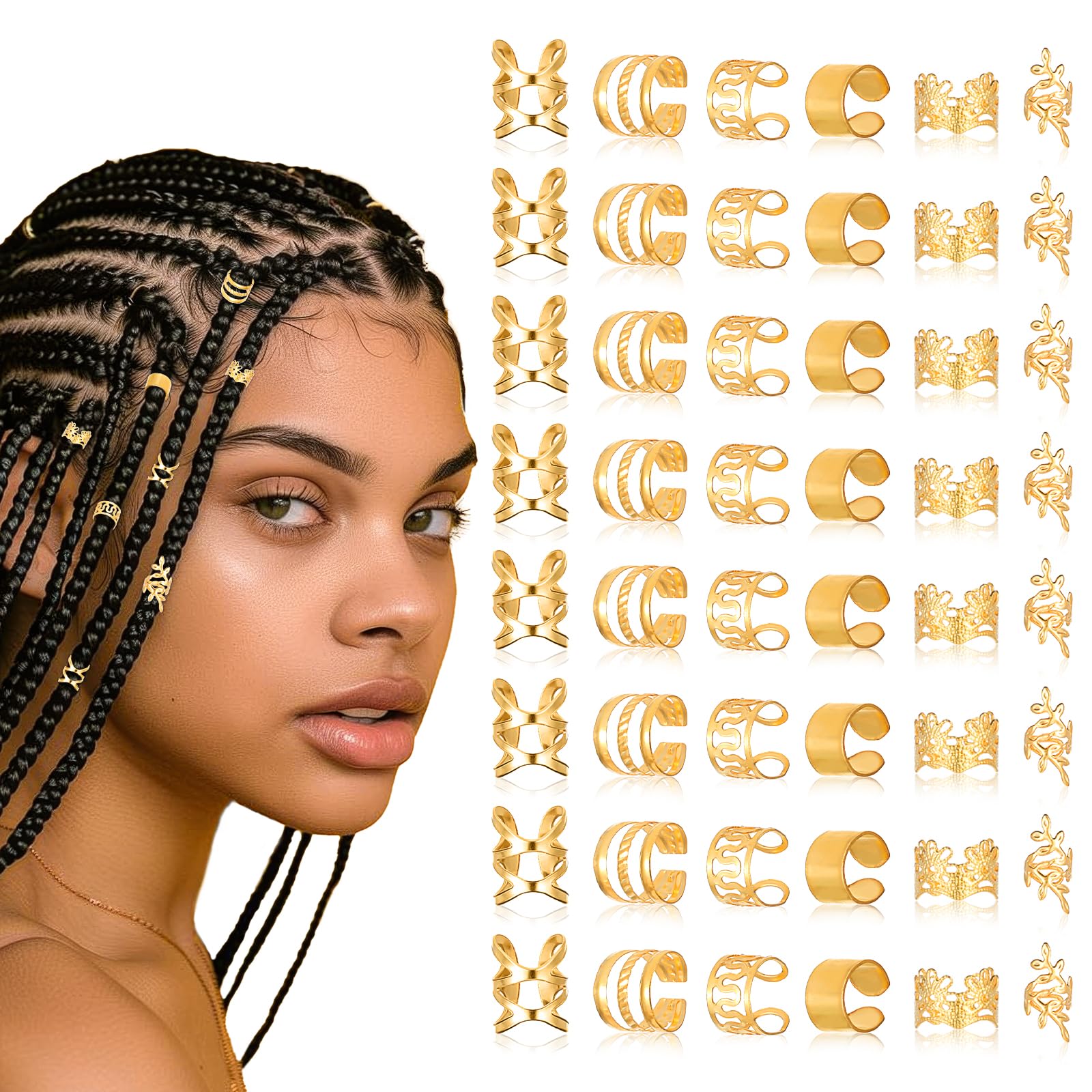 Gold Hair Charms For Braids 60 Pcs Hair Jewelry For Braids Gold Hair Accessories Locs