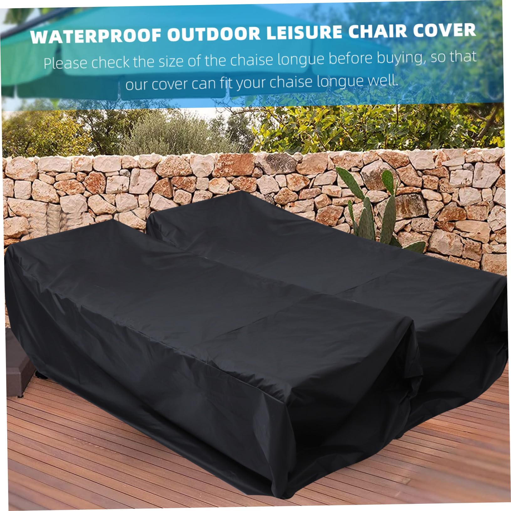 Tissu Housse Noir en Longue de Chaise Imperméable Oxford Extérieure