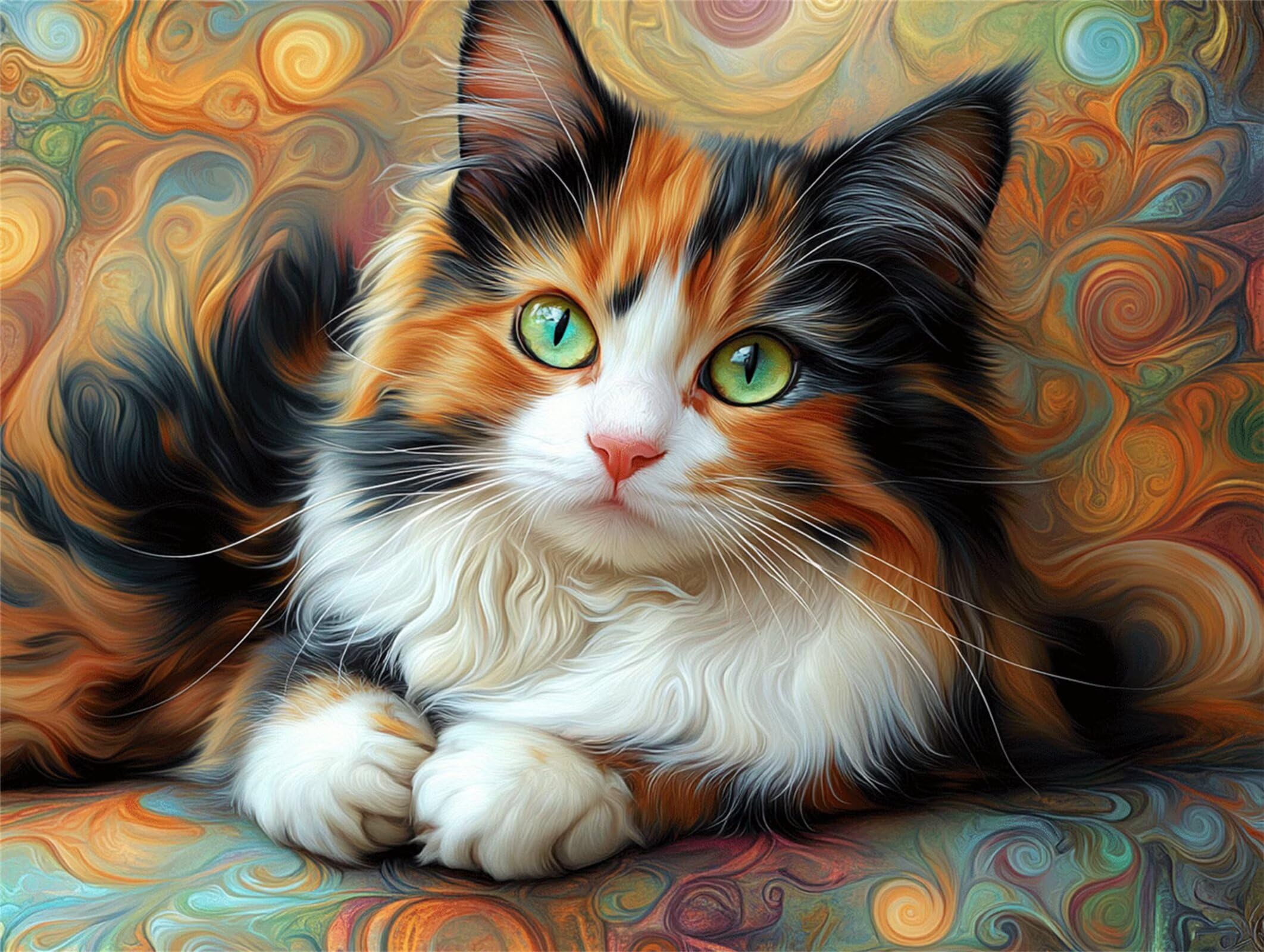 Puzzle 5000 Pezzi astratto Puzzle Legno gatto, n-39